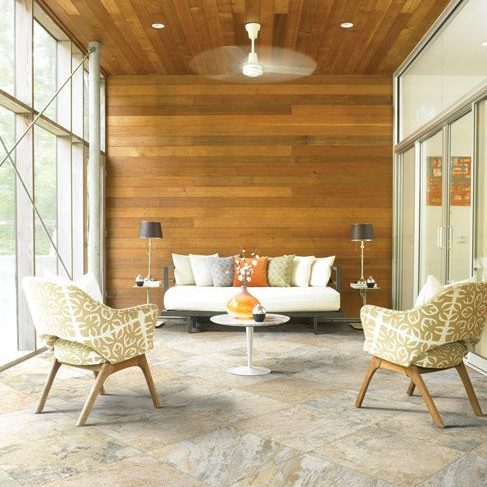 Wayne's Flooring - Porcelain vs Ceramic Tile blog - mid century living room with glazed ceramic tile